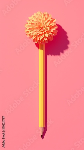 Pastel Flower on Pencil