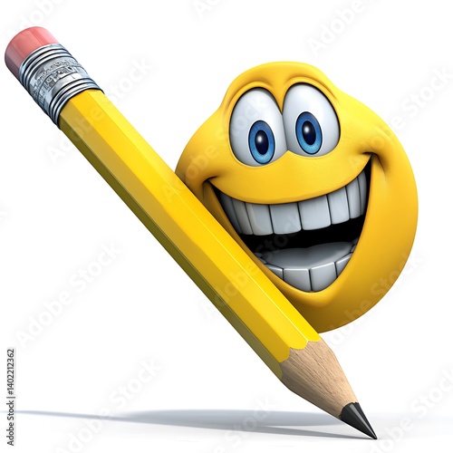 Smiley Writing with Pencil
