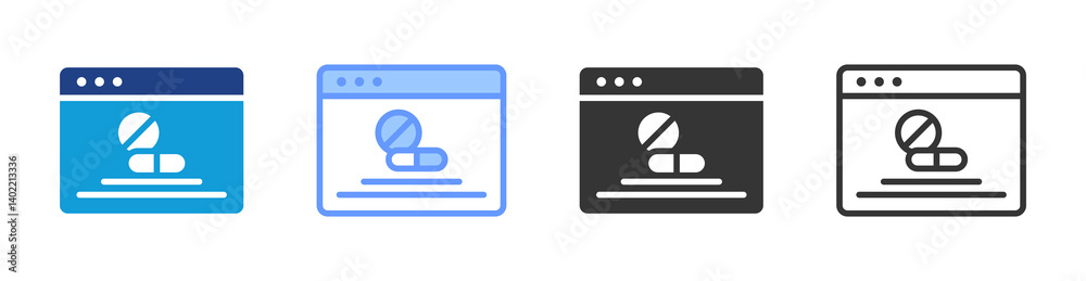 Telepharmacy icon set multiple style collection Telepharmacy icon set multiple style collection