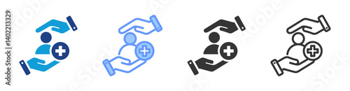 Patient Safety icon set multiple style collection