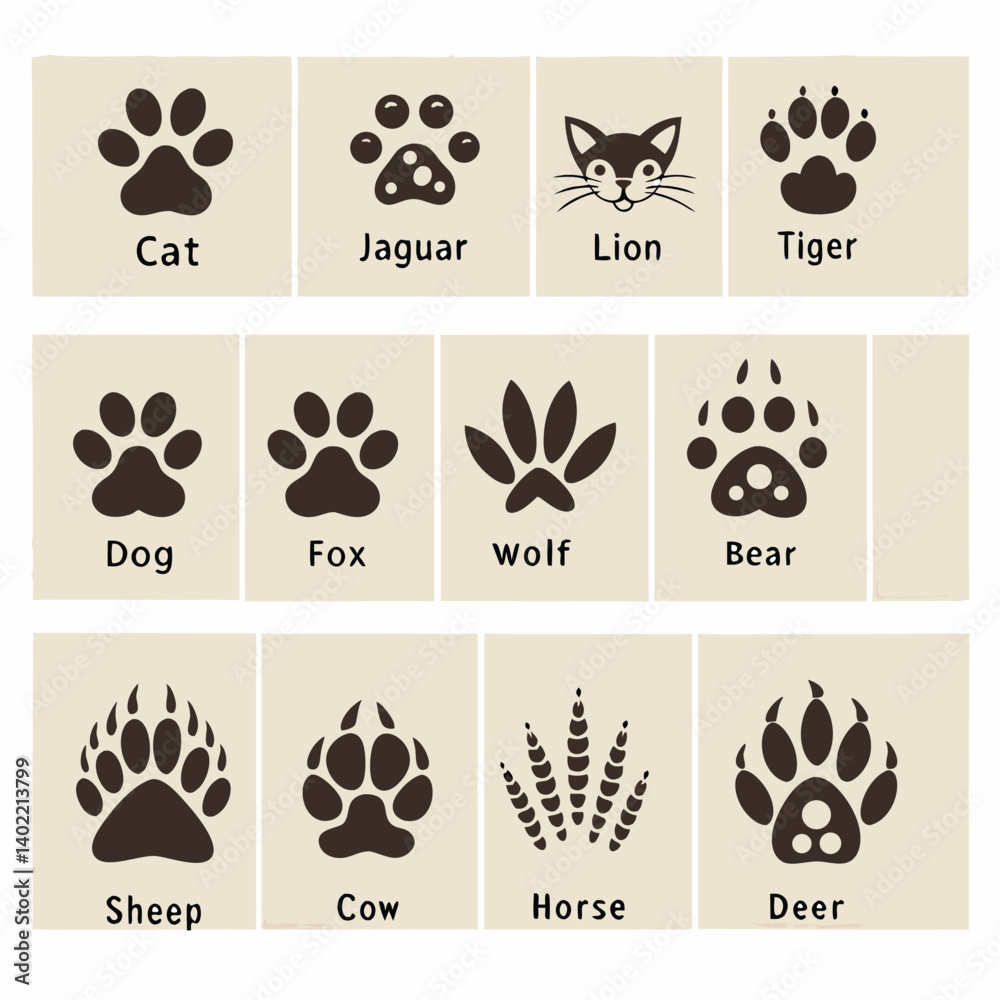 Fototapeta premium set of black and white animal icons