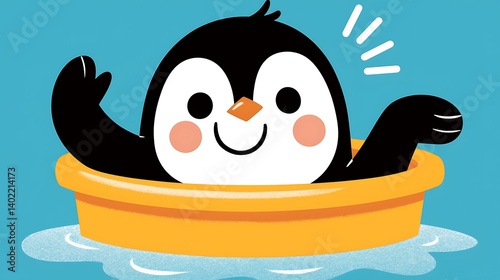 Penguin in Pool Ring