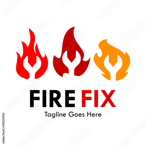 Fire fix design logo template illustration