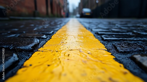 Cobblestone Lane Yellow Line photo