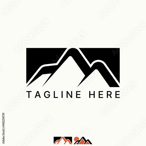 Logo design graphic concept creative premium vector stock image top sell three mountain simple on square block panorama expedition sport adventure art