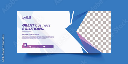 Corporate business editable social media cover, header, footer, timeline cover design, professional online webinar digital marketing promotional horizontal web banner ad design with photo place