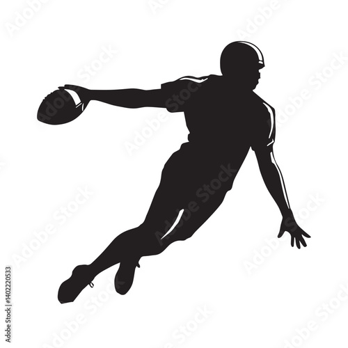 American Football Player Catching Silhouette vector black color silhouette White Background.