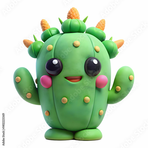 cute cartoon plasticine cactus