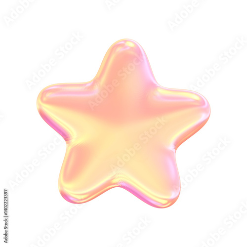  3D Jelly Star in Pastel Pink on Transparent background