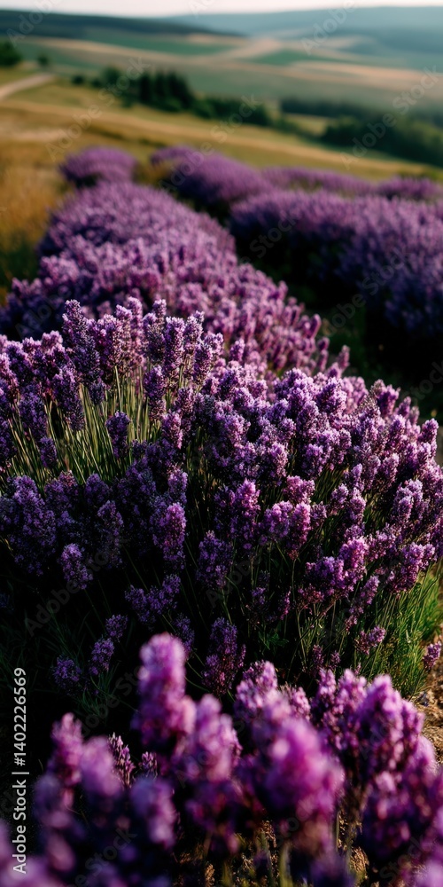 Obraz premium Lavender blooms in a sunny field during summer