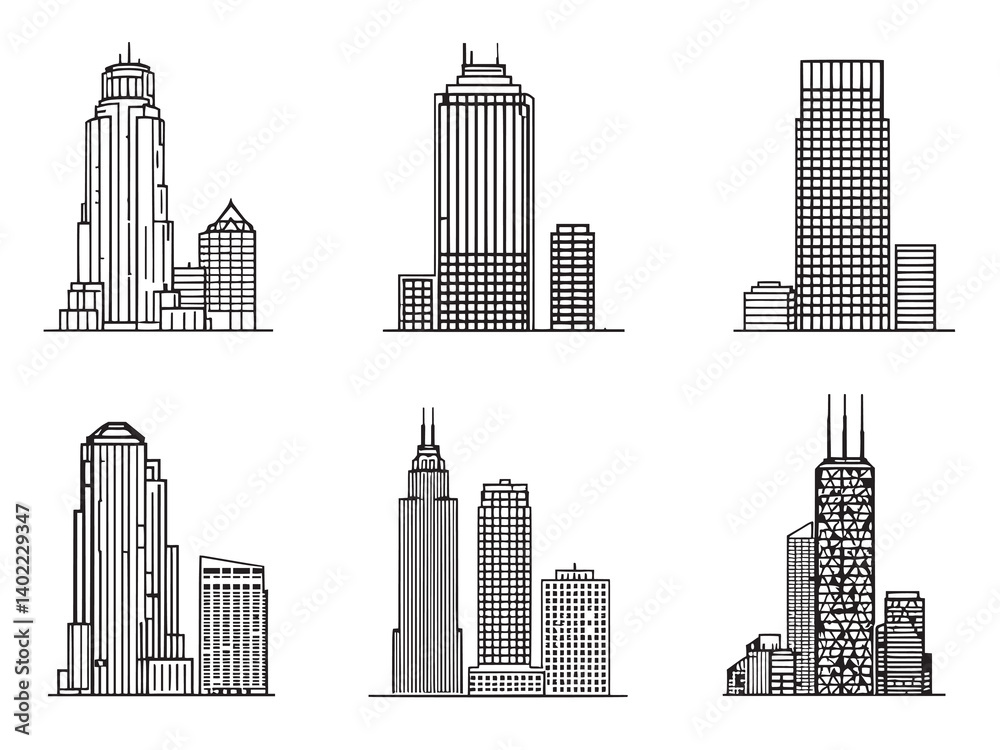 Fototapeta premium Hickory Tree Black Line Art Design