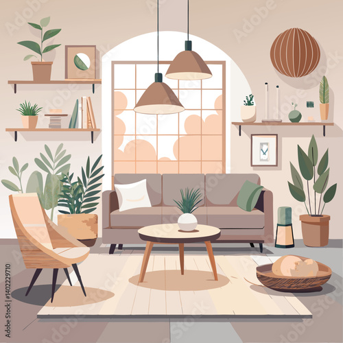 Cozy Living Room with Plants and Natural Light