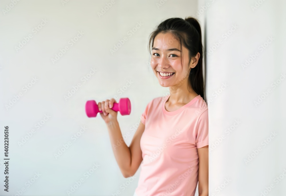 Healthy Lifestyle – Young Woman with Dumbbell in Casual Activewear Healthy Lifestyle – Young Woman with Dumbbell in Casual Activewear