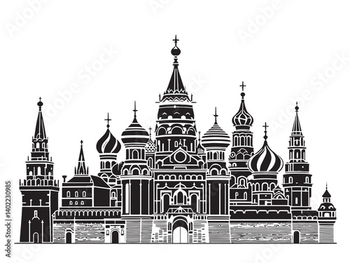 Kremlin Architecture Line Art
