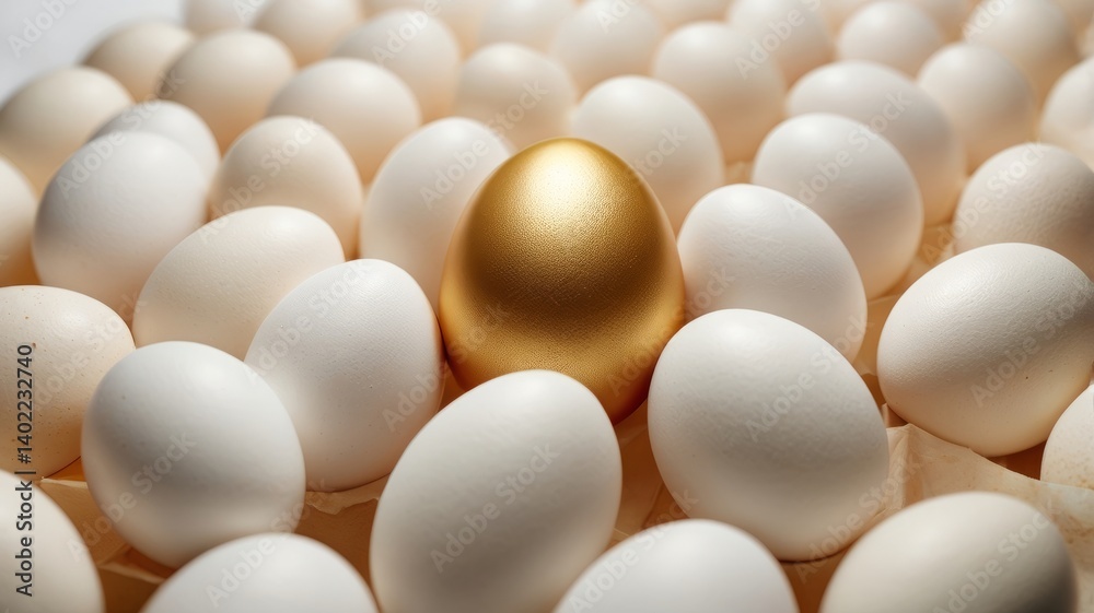 Golden Egg Among White Eggs – Symbol of Uniqueness Golden Egg Among White Eggs – Symbol of Uniqueness