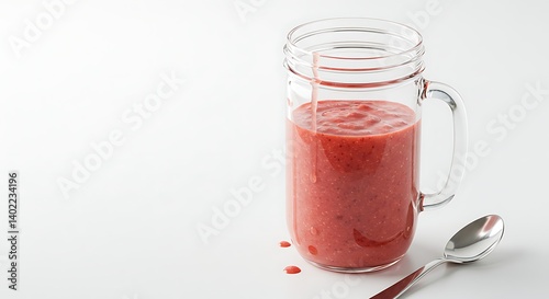 Wallpaper Mural Fresh Berry Smoothie in Glass Jar with Spoon on White Torontodigital.ca