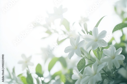 Wallpaper Mural Delicate white flowers in soft focus. Lush greenery Torontodigital.ca