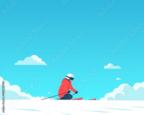Skier on Blue Sky
