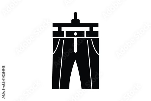 Hanging pant icon silhouette art vector on white background 