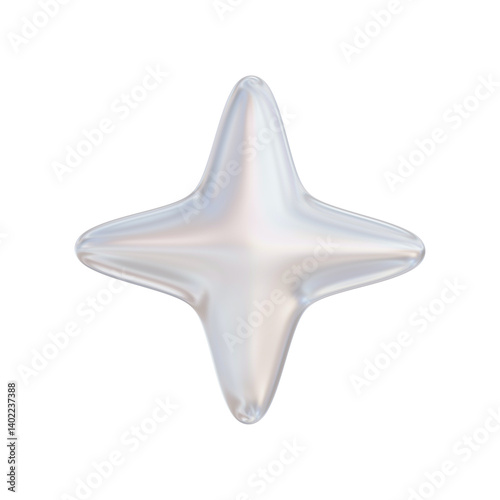 3D Glassy White Sparkle on Transparent background	