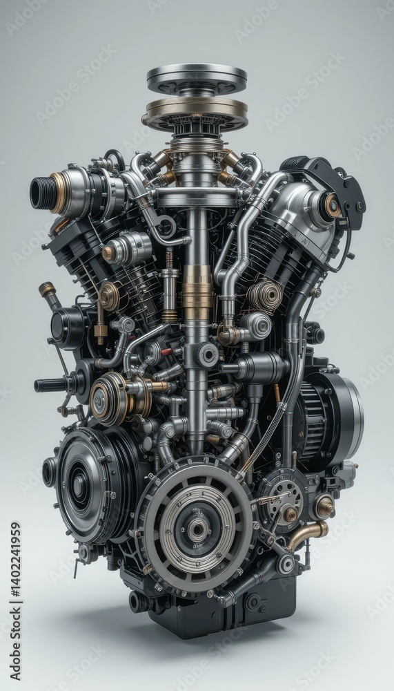 Detailed View of a Complex Engine with Intricate Mechanical Parts Detailed View of a Complex Engine with Intricate Mechanical Parts