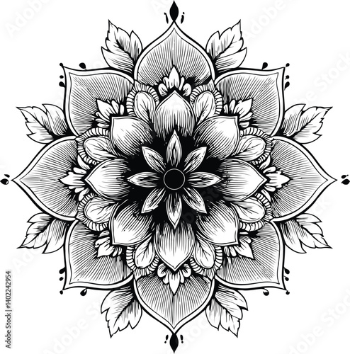Wallpaper Mural black and white flower vector Torontodigital.ca