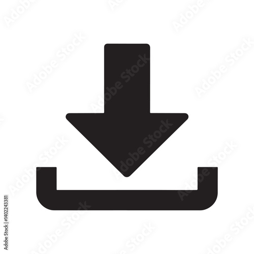 Down download arrow icon silhouette vector flat illustration design on white background