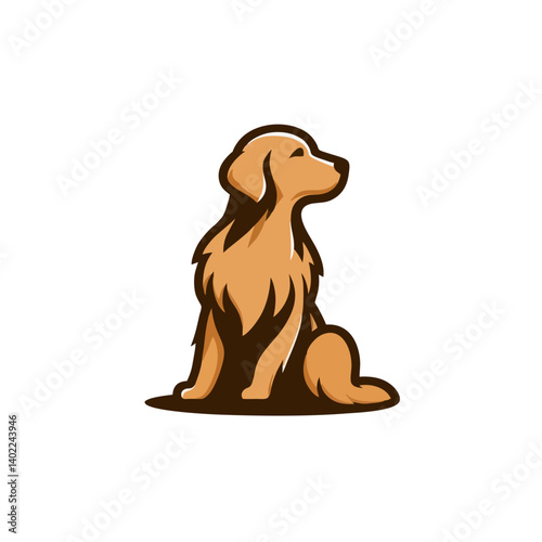 Brown Golden Retriever Dog Sitting Logo