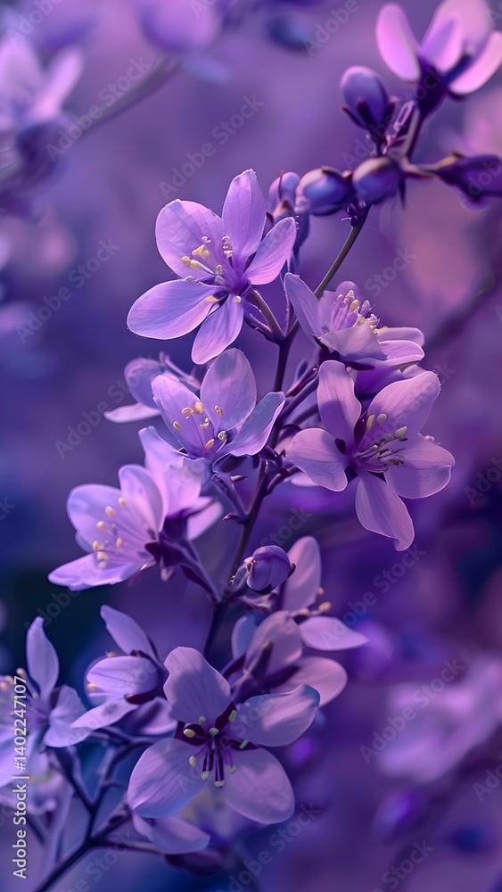 Obraz premium violet flowers on black background