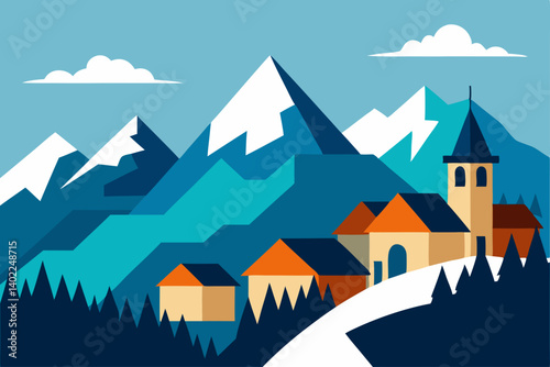 vector illustration of a village