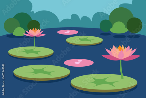 pink water lily in pond