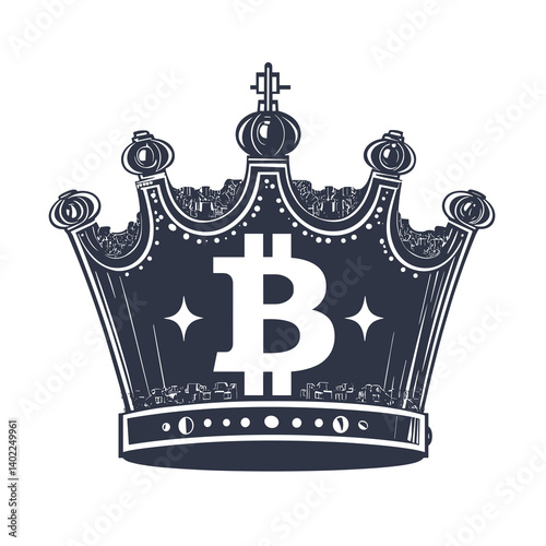 Bitcoin Crown: Dark Monochrome Graphic Design