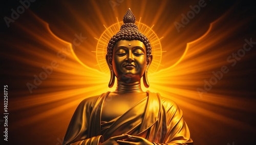 Epic background , amazing thai gold buddha and gold light background.