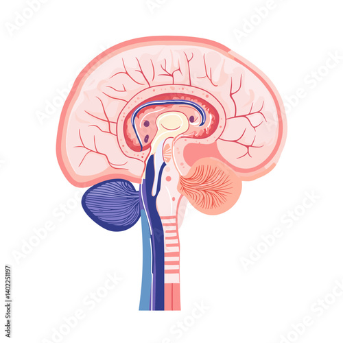 Detailed Illustration Of Human Brain Anatomy