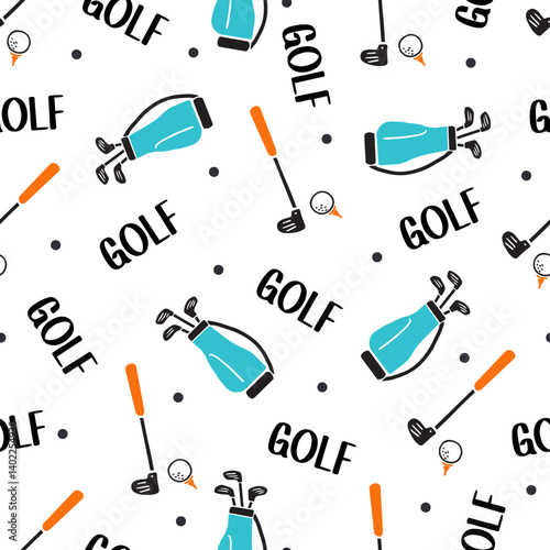 Golfer Dream Time Equipment Silhouette Pattern can be use for background and apparel design