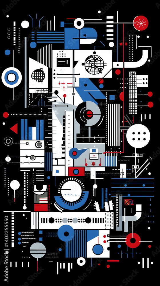 Obraz premium Abstract technology design, data processing, complex system, digital network, futuristic background, website banner