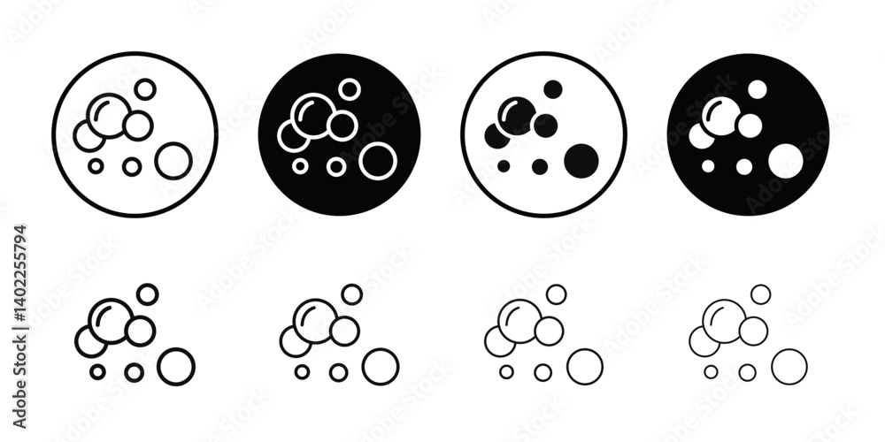 Bubbles and foam icon Flat art illustration in outline Bubbles and foam icon Flat art illustration in outline
