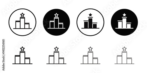 champion podium icon Flat art illustration in outline
