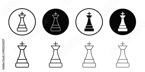 Chess king icon Flat art illustration in outline
