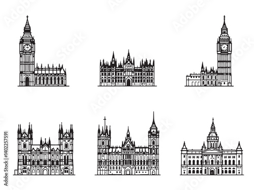Palace of Westminster Line Art