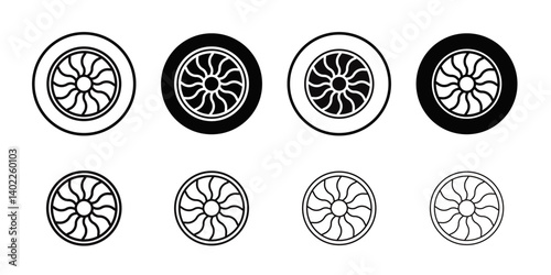 Plane turbine icon Flat art illustration in outline