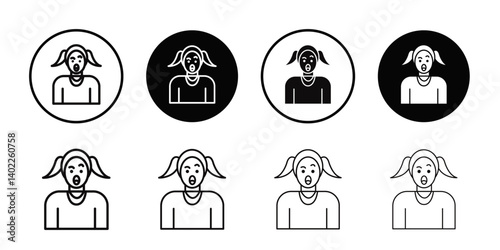 Shocked Girl icon Flat art illustration in outline
