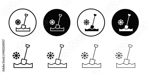 Snow and shovel icon Flat art illustration in outline