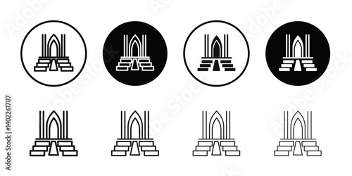 view inside catholic church icon Flat art illustration in outline