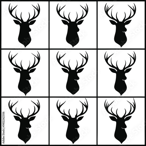 black silhouettes of a set of a set of deer