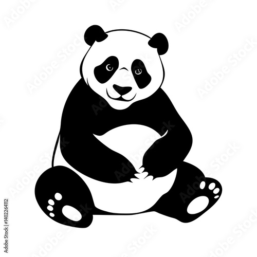 A cute baby panda bear cartoon vector illustration features black and white animal character isolate.
