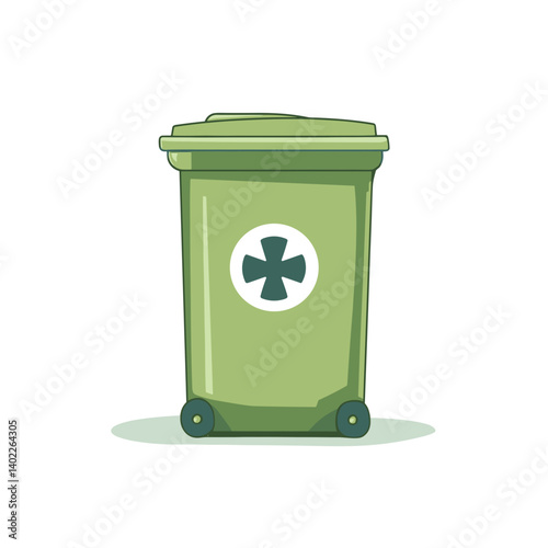Green Wheelie Bin with Recycling Symbol