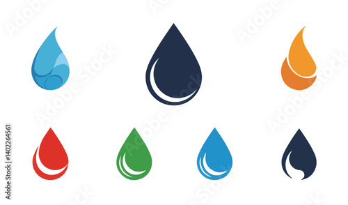 Stylish fresh clean drop and glossy drop collection set with beautifully crafted water droplets for creative design needs

