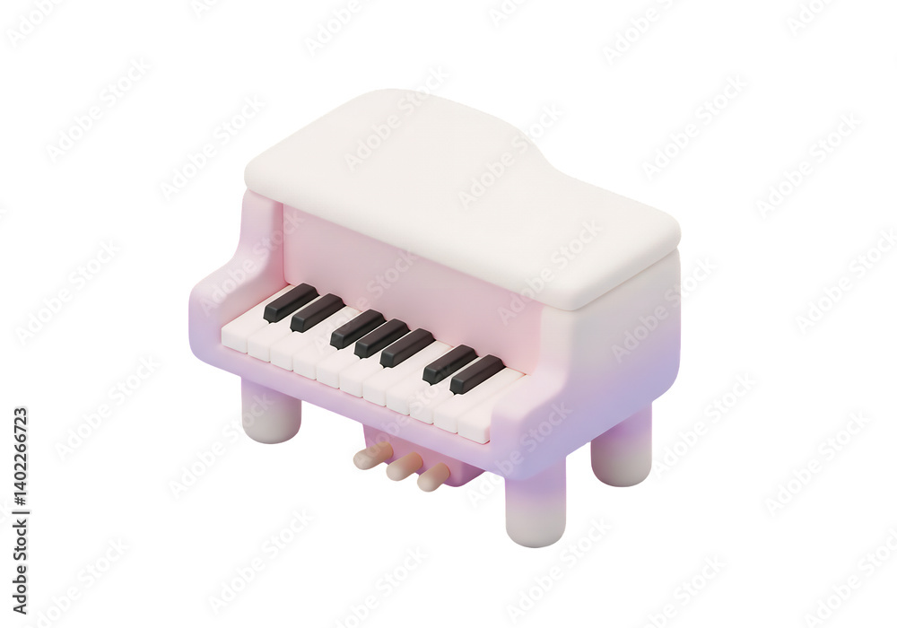 Isometric Toy Piano Illustration with Soft Pastel Colors on Black Background Isometric Toy Piano Illustration with Soft Pastel Colors on Black Background