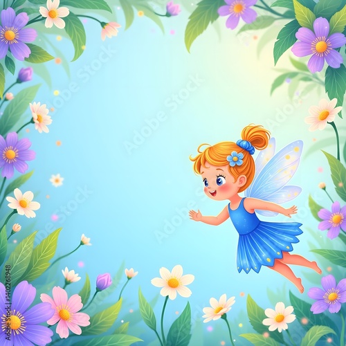 Elf fairy among flowers